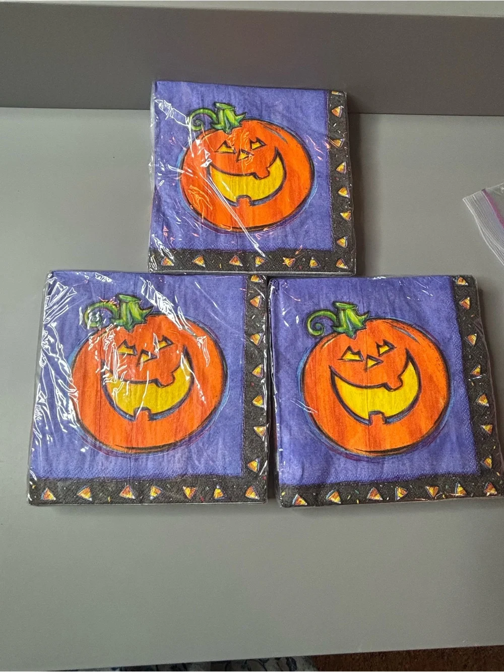 Vintage Bundle Festive Halloween Pumpkin Napkins Purple & Orange NEW Holiday